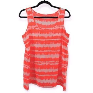 GAP Women’s Neon Orange Tie-Dye Sleeveless Relaxed Pocket Tank Top Small